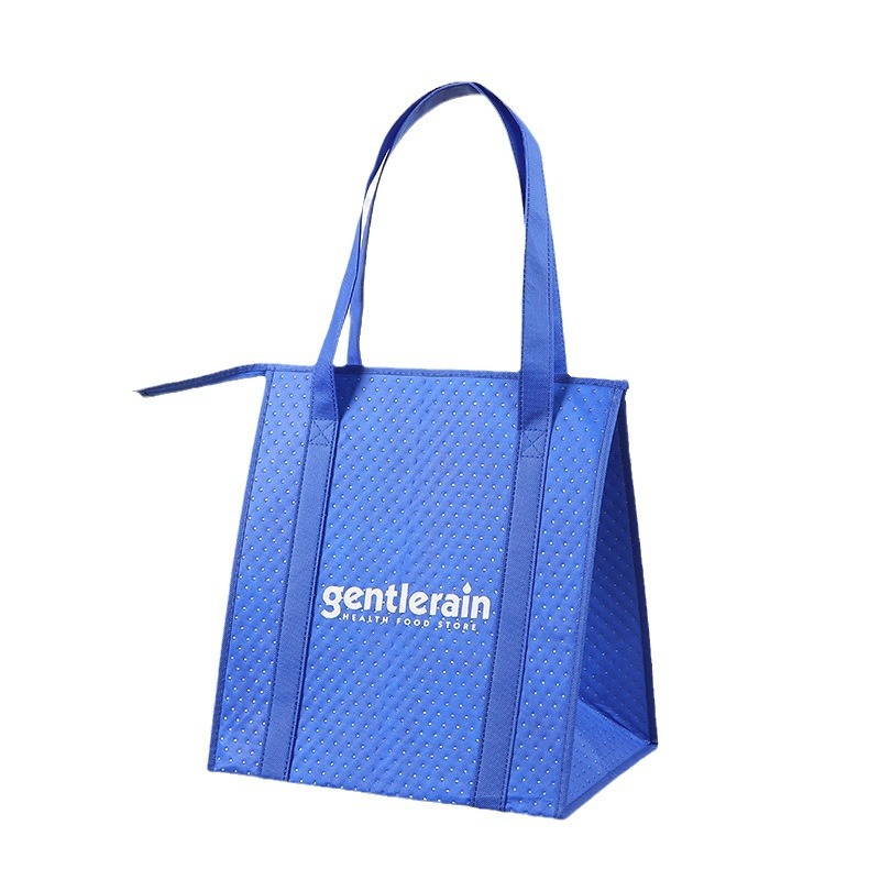 Bolsa de aislamiento de tela no tejida publicidad promoción bebida caliente postre bolsa de aislamiento de comida rápida bolsa de aislamiento de papel de aluminio con cremallera gruesa bolsa de aislamiento al por mayor