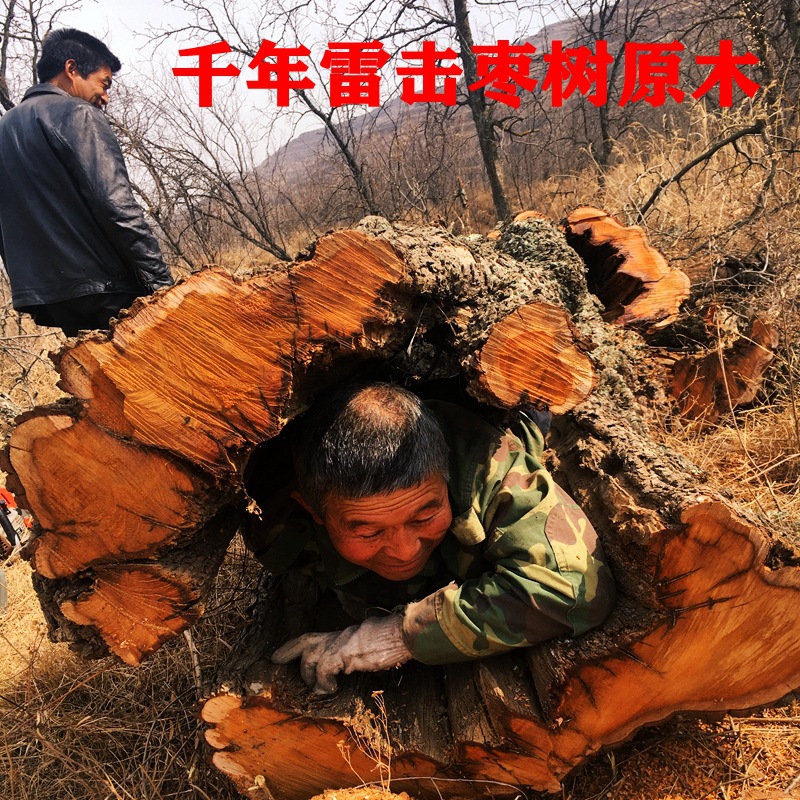 A5L雷擊活棗樹原木 雷擊棗木 千年雷劈棗樹真正自然雷擊紋木條批