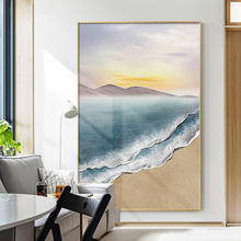 海浪纯手绘肌理画大芬油画村轻奢客厅装饰画玄关立体挂画风景油画