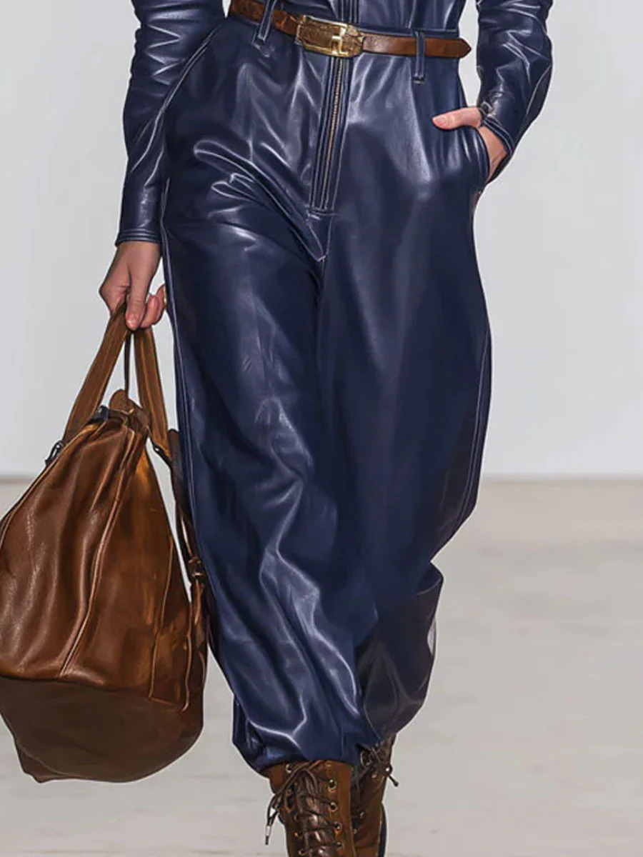 Amazon 2025 Europa y los Estados Unidos nueva moda casual cuero PU cinturón de cremallera diseño de la cintura de la cintura de la mujer image 4