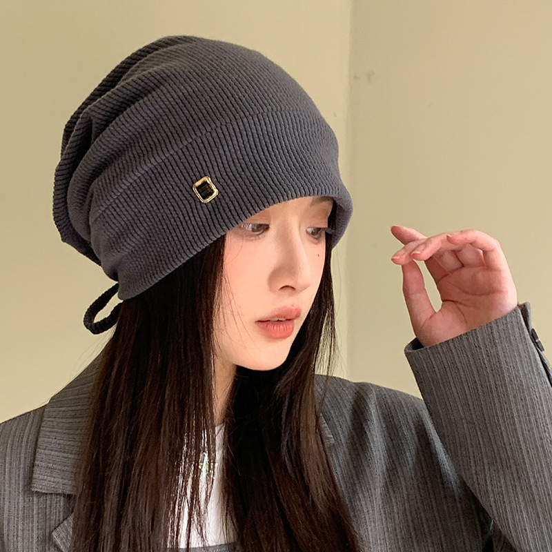 韩版秋冬季帽子女款包头帽大头围显脸小冷帽英伦风复古百搭堆堆帽|undefined