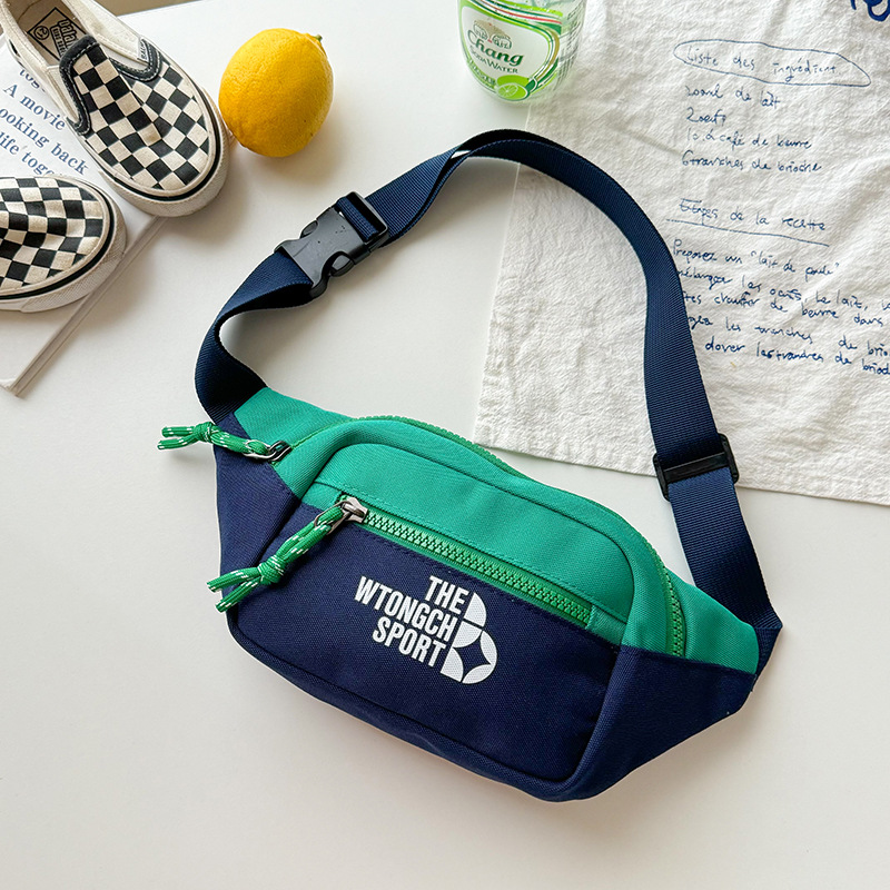 Bolso de pecho para niños y niñas de moda coreana, letras de estilo occidental, bolso de mensajero para niños de color de contraste de moda, nuevo bolso para niños de comercio exterior