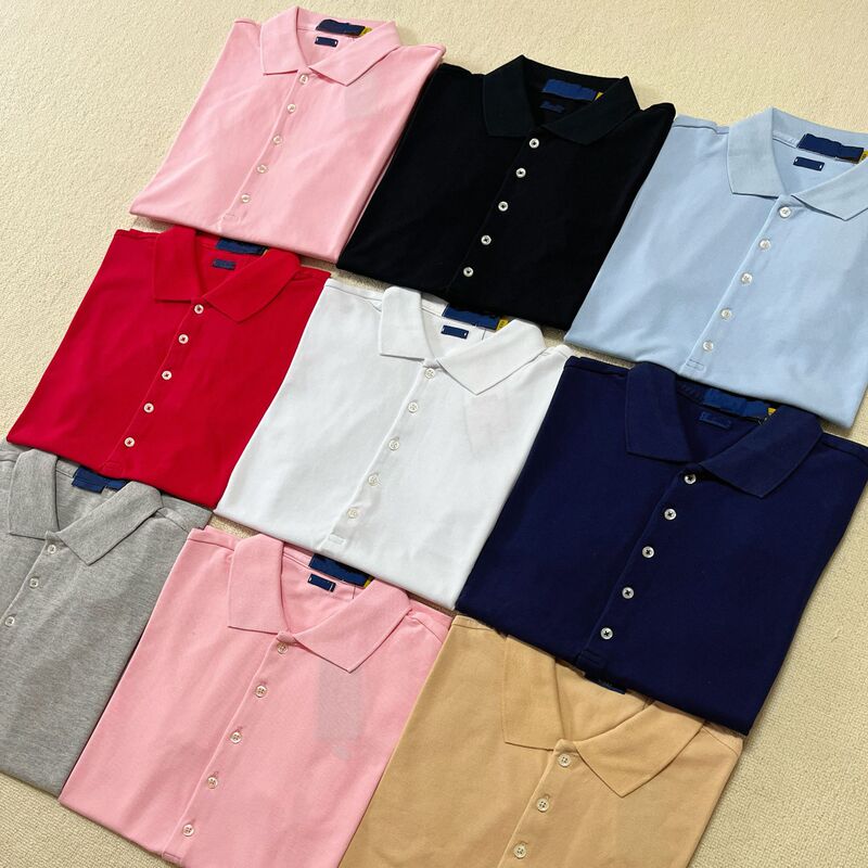 high quality Sweep Horse PL Five-Button Cotton Slim Raff Short-Sleeved T-Shirt Embroidered Top for Women