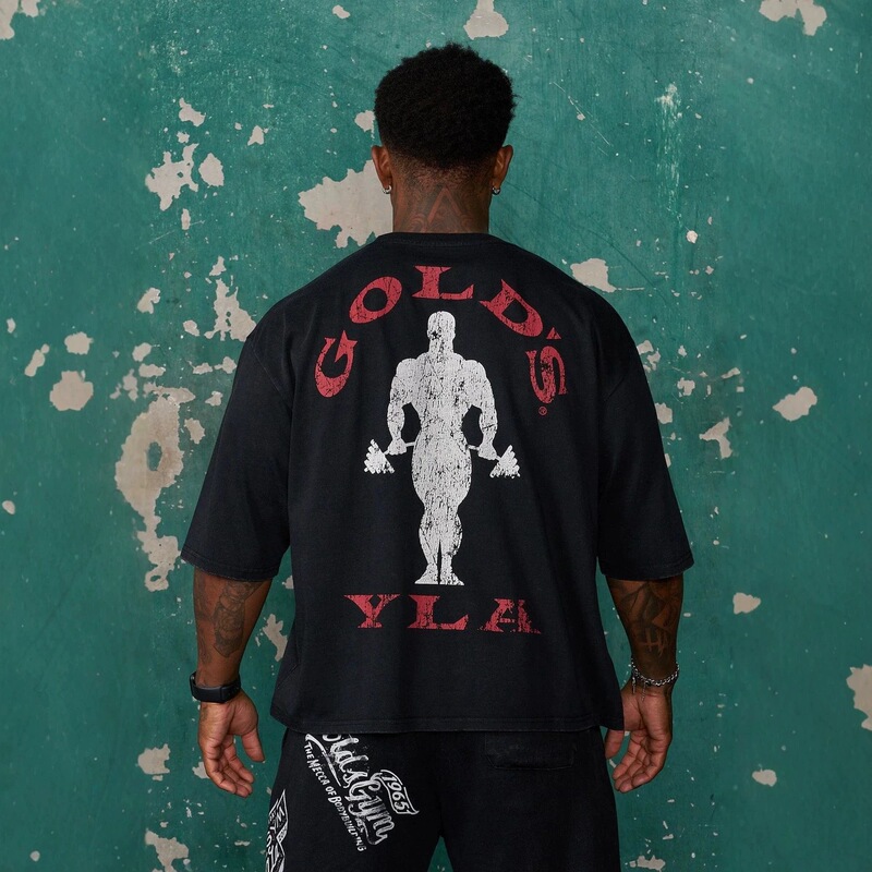 Youngla Co-Branded Gold's New Men's Short-Sleeved Jogger Sports Fitness Cotton Large Size Loose Short T-Shirt Youngla Co-Branded Gold's New Men's Short-Sleeved Jogger Sports Fitness Cotton Large Size Loose Short T-Shirt