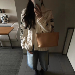 复古重工麻花大翻领毛衣外套女2025韩版秋上新慵懒风百搭针织开衫