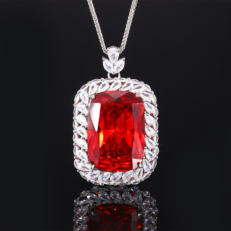 2024 Nuevo producto Zhuang Shengsheng Joyas Fondo de cobre chapado en oro Moda Imitación Color Treasure Temperamento Collar Collar Piedra principal 20*28