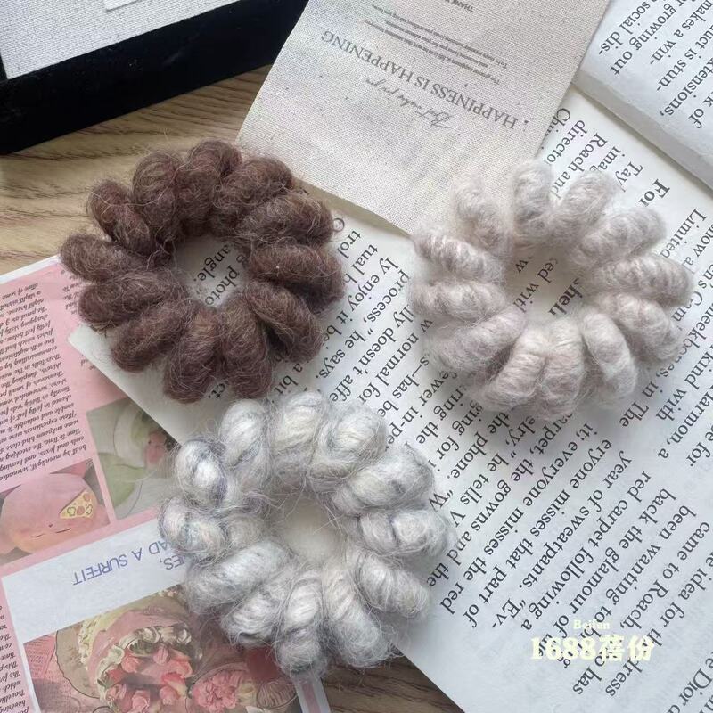 韩版简约耐用毛绒电话线发绳秋冬少女扎马尾发圈高弹力橡皮筋头绳|undefined