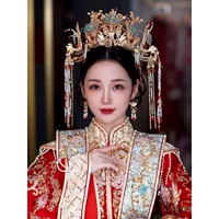Феникс Корона Xiuhe Головной убор Свадебный головной убор Полный комплект Свадебная корона для волос Роскошный древний стиль Аксессуары династии Хань Китай Узнать подробности