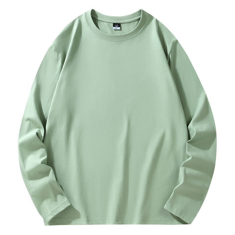 Japanese Retro Solid Color Long-Sleeve T-Shirt for Men, Heavyweight Cotton, Round Neck, Loose Fit, Large Size, Spring and Autumn Base Shirt - 50X1000