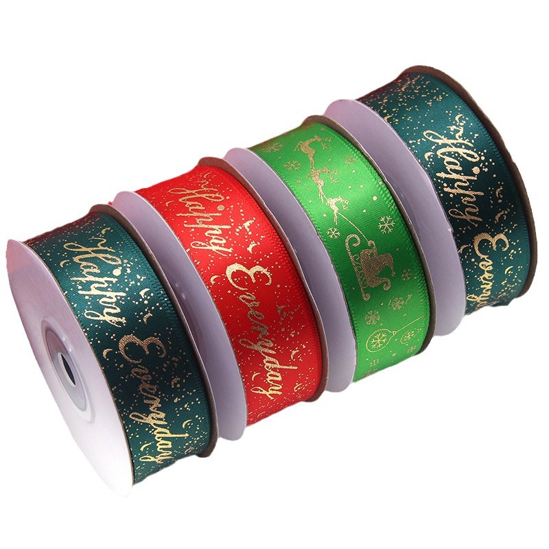 Cinta de 2,5 cm de impresión happy everyday vacaciones de Navidad regalo decoración cinta de impresión en caliente