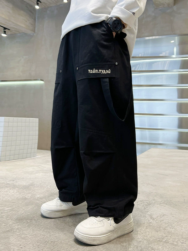 Осенние детские штаны для мальчиков для отдыха, западный стиль, свободный прямой крой, для подростков