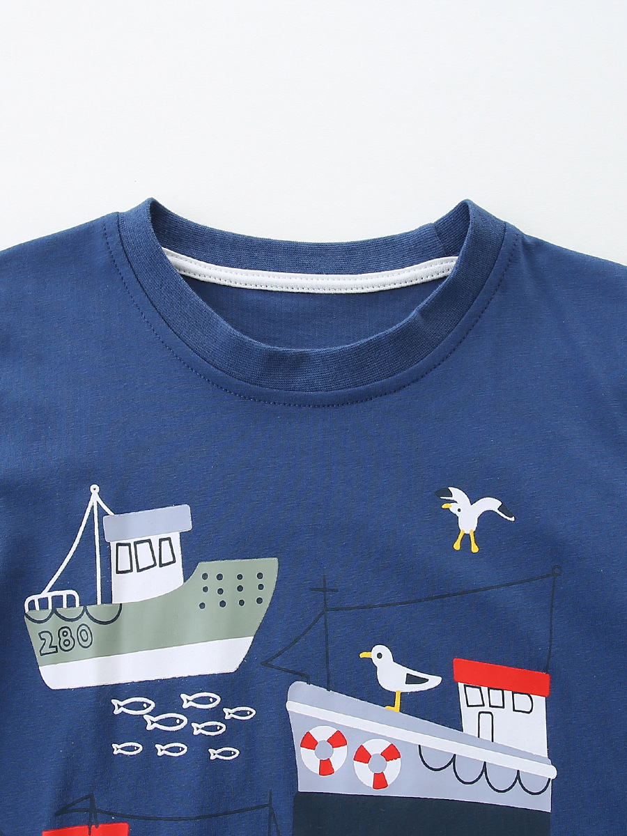 Camiseta de manga corta para niños de estilo europeo y americano verano nuevo estilo estampado de dibujos animados top de bebé moda de algodón de punto camiseta para niños image 6