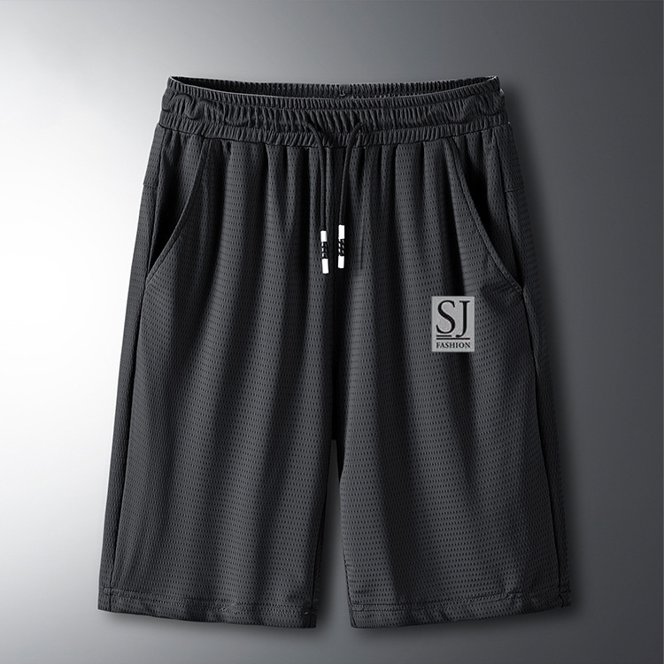 Ice Silk Loose Mesh Sports Shorts Men's Pants Summer Thin Casual Outdoor Hollow Air Conditioning Beach Pants