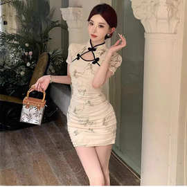 新款中国风设计少女感蚀骨镂空性感改良版旗袍连衣裙女装夏季小众