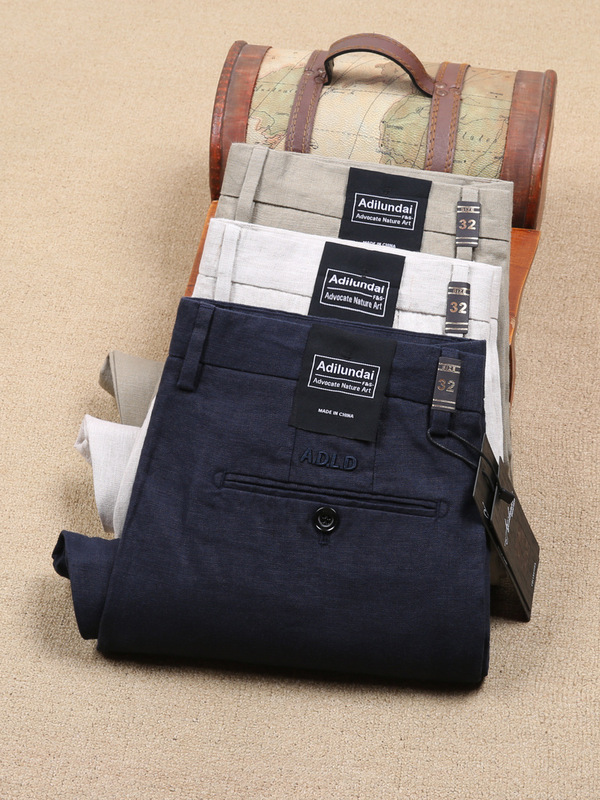 Summer thin 100% pure linen men's pants straight loose cool sweat-absorbent Breathable High-end linen men's casual pants