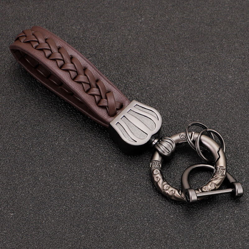 Productos transfronterizos Llavero de coche Corona Llavero de metal Material de aleación de zinc Cuerda de cuero duradera de alta gama Llavero