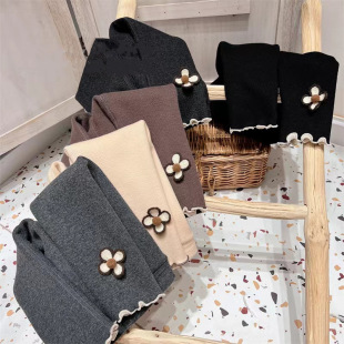 Sweetheart Daddy Girls' Korean Style Fleece-lined Leggings Winter Western Style Warm Trousers for Baby Female Winter Outer Wear Pants