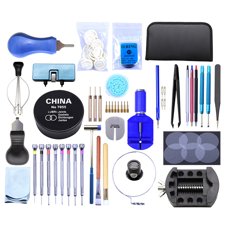 修表工具 162件换防水圈开表盖拆带手表清洁安装拆卸表针工具套装