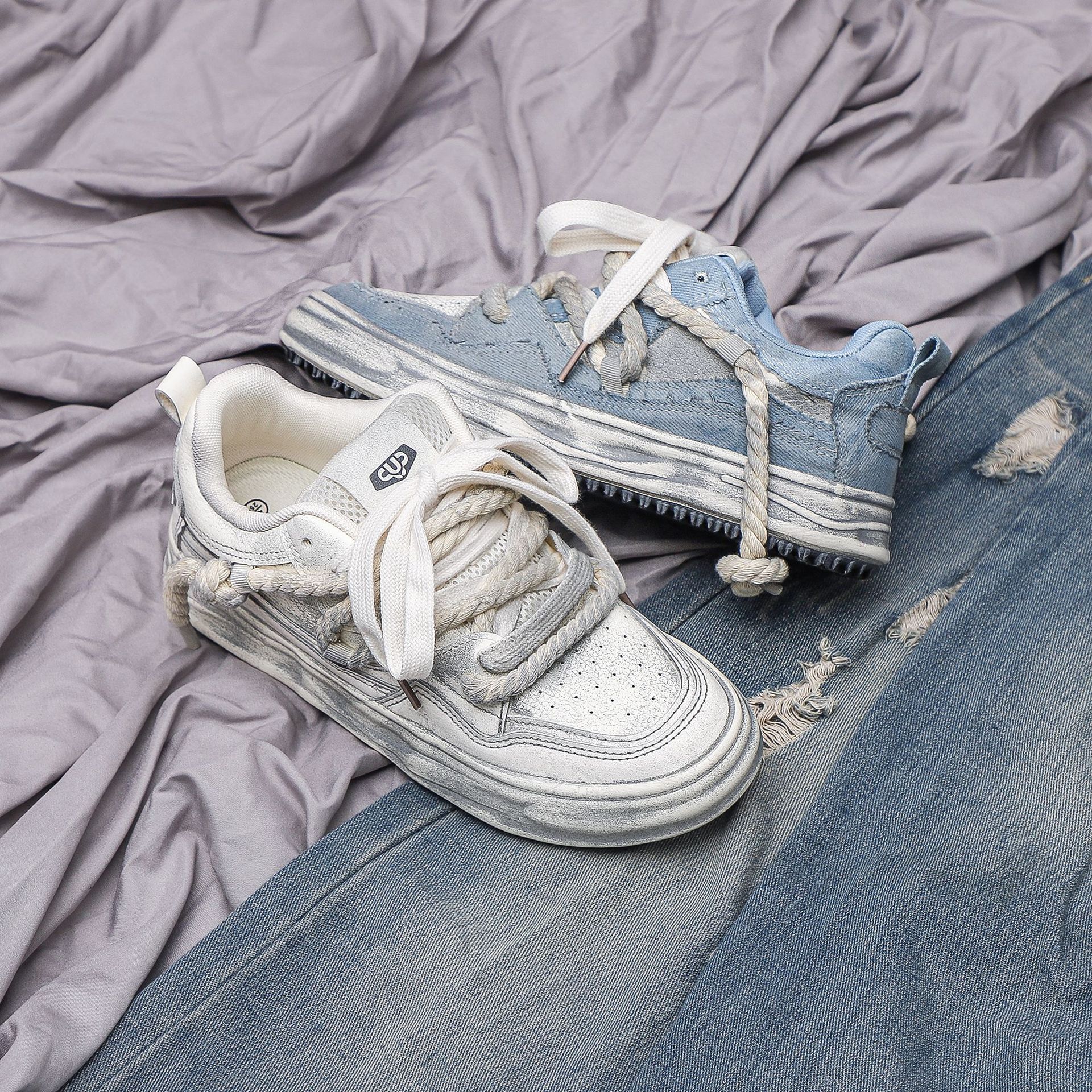 2025 otoño nuevo hacer viejos zapatos de disolución para hombres aumentando suela gruesa deportiva ocio sucio zapatos de skate zapatos de moda para hombres