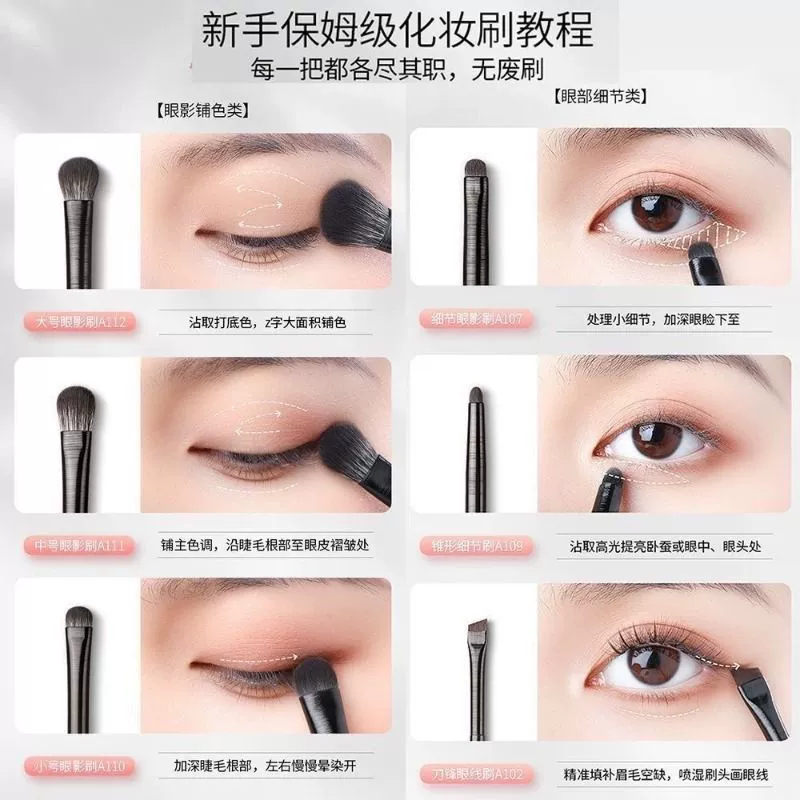 Handheld brush, small eye pencil, 10 pieces, set