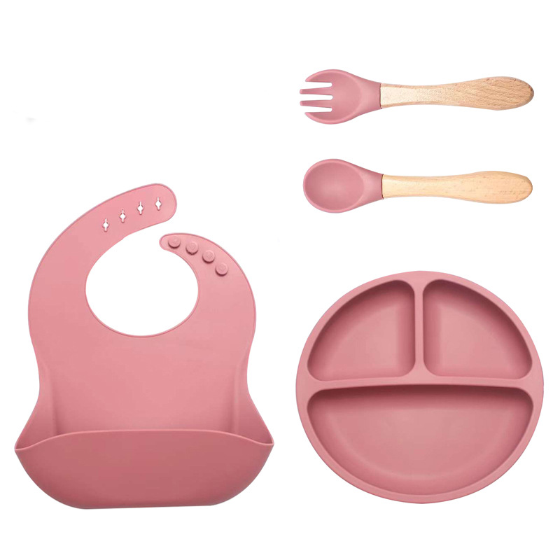 Juego de vajilla para bebés con complementos alimenticios de Corea del Sur Tazón de alimentos para bebés anti-caída de silicona Vajilla de alimentación para niños de grado alimenticio