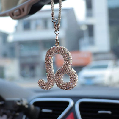 rearview mirror pendant car | Car hanging - ab-color-transparent-white-diamond-lion-seat