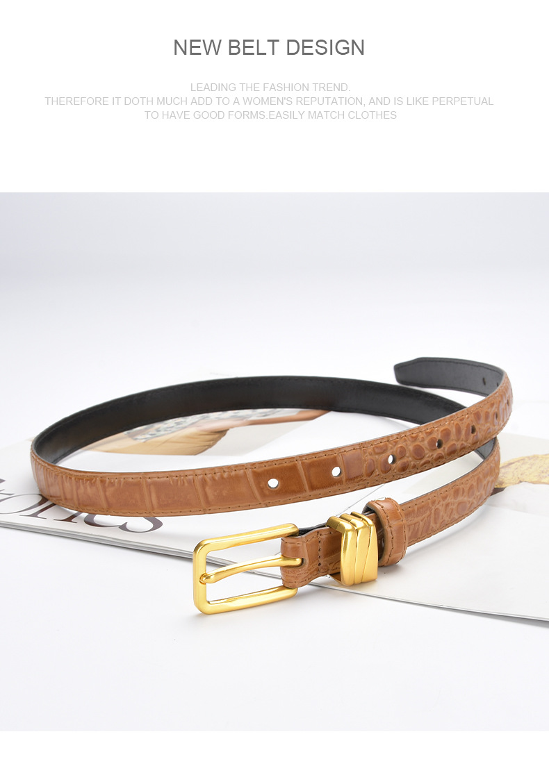 Casual Solid Color Leather Buckle Women's Leather Belts 1 Piece display picture 4