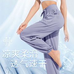 Summer Cool Sports Slim Wide Leg Pants Women's Drapey Slim Ice Silk Sunscreen Pants Casual Loose Fitness Yoga Pants