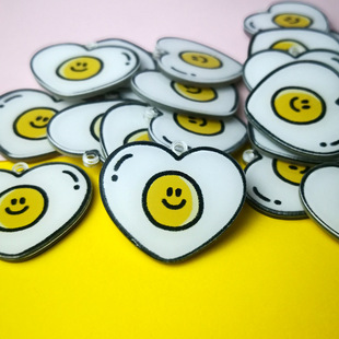 Acrylic text keychain pendant smiley tag bag number number tag DIY punch gift wholesale