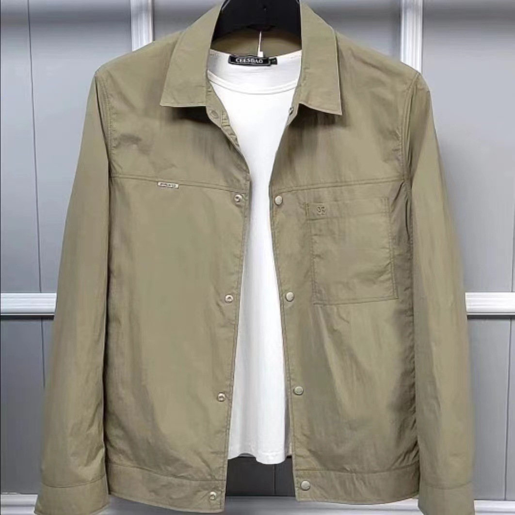 [you Are in the Net] Spring and Summer Thin Casual Short Jacket Popular Fashion Top for Young and Middle-aged Men's Lapel Jacket