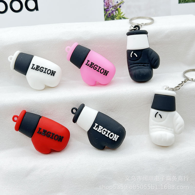 Boxing Gloves Keychain Doll Hanger Boxing Accessories Key Chain Dropping Glue Doll Doll Pushes Small Gifts
