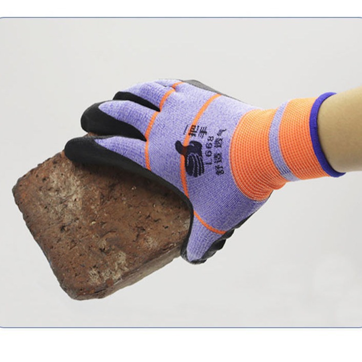 登升一把手L668手套劳保工作工地男干活透气防滑胶皮薄款浸胶