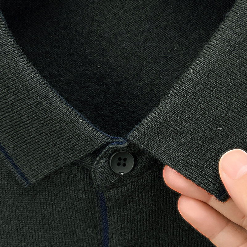 100 순수 양모 스웨터 남자 옷깃 스웨터 뉴 푸위안 스웨터 올 매치 니티드베이스 셔츠 탑