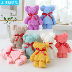 珊瑚絨小熊毛巾浴巾伴手禮創意造型回禮婚慶伴娘喜鋪開業便宜毛巾