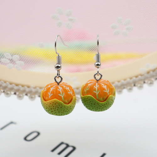 Simulated peeled orange earrings, personalized fruit earrings, cross-border ins style summer jewelry wholesale