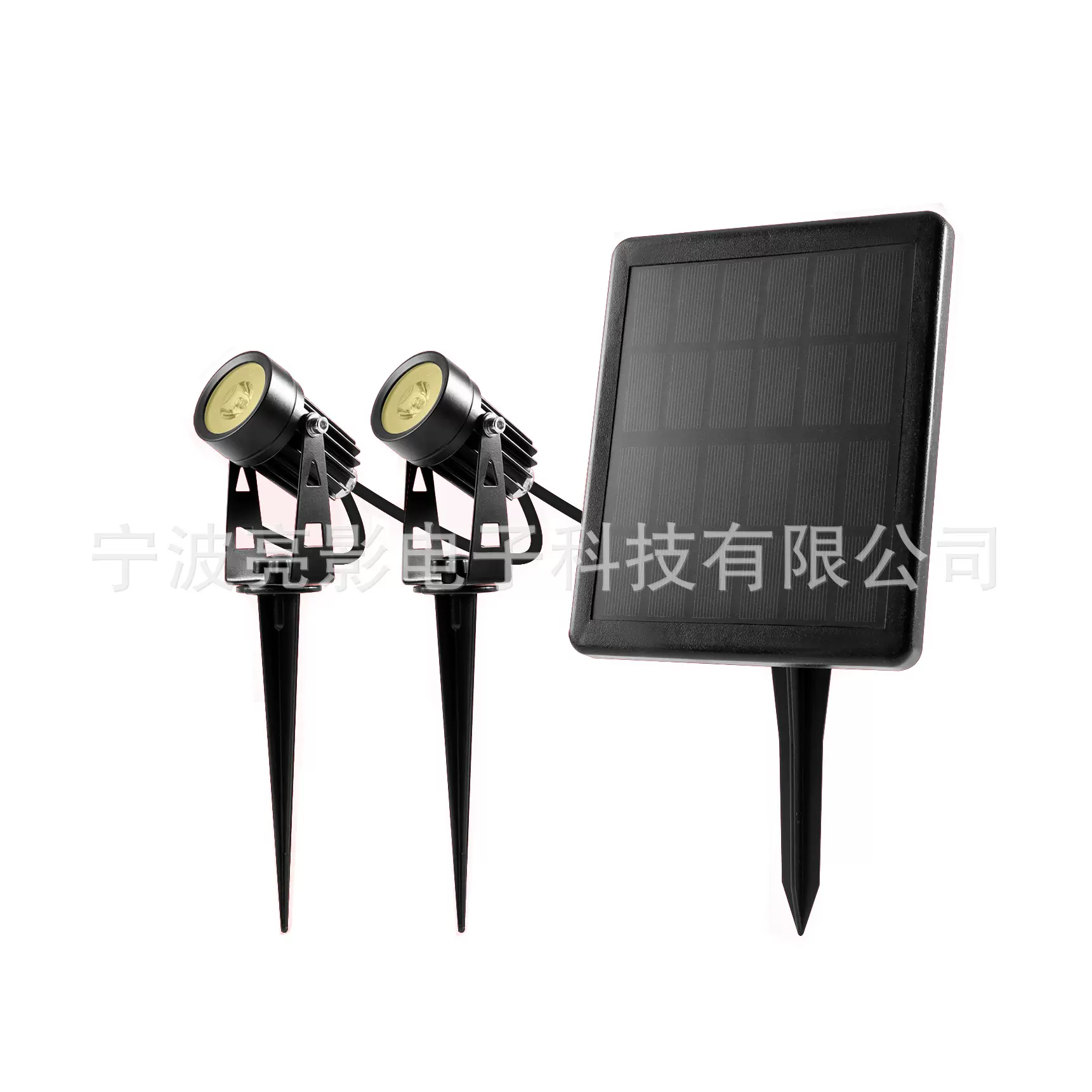 新款跨境太阳能草坪射灯 户外一拖四高亮LED庭院灯RGB景观照树灯