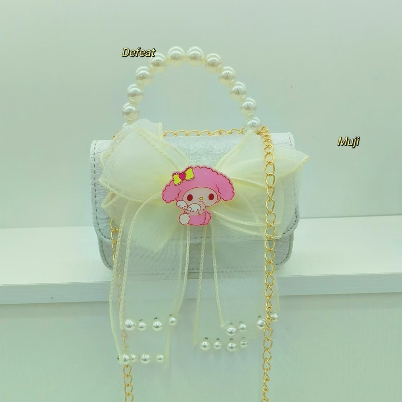 Melody Pearl bolso de princesa, bolso de cambio, bolso de accesorios, bolso de arco, bolso de Año Nuevo, bolso cuadrado de cadena
