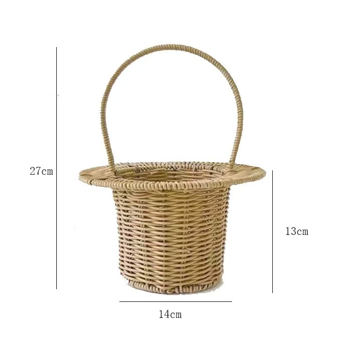 Cesta de hierro tejida a mano para el día del maestro, cesta de flores de mano de ratán de estilo pastoral retro, cesta de arreglo floral para salón, bricolaje