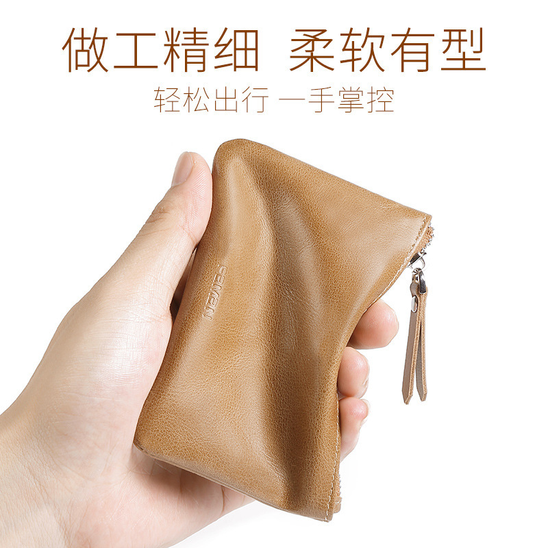 Cartera pequeña, mini bolso de moneda de cuero para hombre, bolso de tarjeta de cambio simple multifuncional, bolso de dinero ultrafino, mano para mujer, hombre