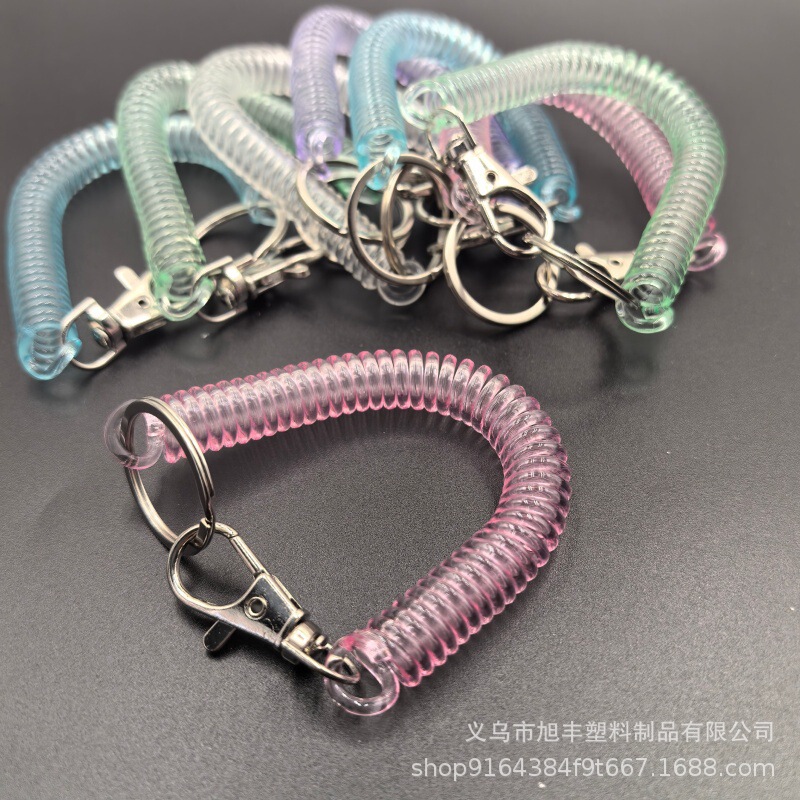 Pu Spring Rope Transparent Colorful Spring Chain Retractable Elastic Buckle Anti-Lost Rope Phone Cord Mobile Phone Rope Key Chain