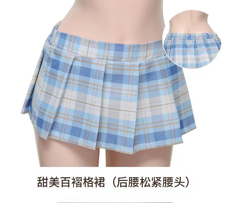 JK Student Uniform Cosplay Set with Pleated Silk-Feel Skirt, Bow Bra and Briefs — detail image 31