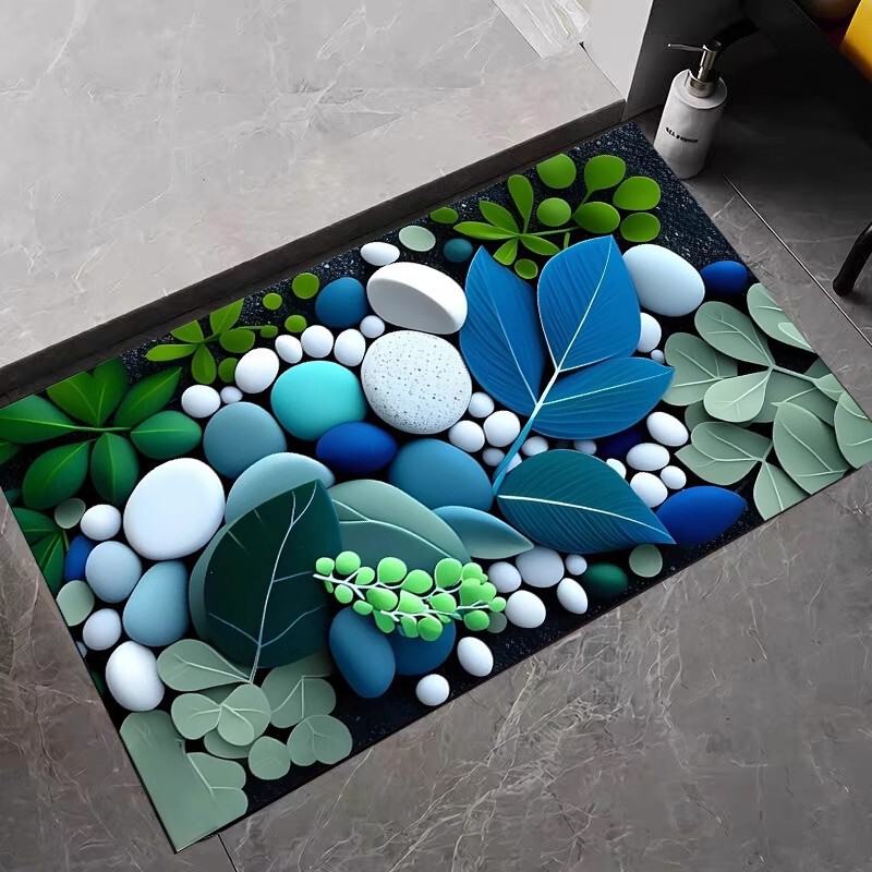 Light Luxury Three-Dimensional 3D Cobblestone Diatom Mud Entrance Dirty-Resistant Floor Mat Bathroom and Toilet Water Absorbent Quick-Drying Foot Mat