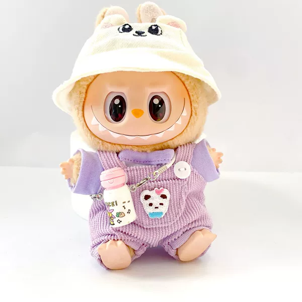 Purple overall, hat
