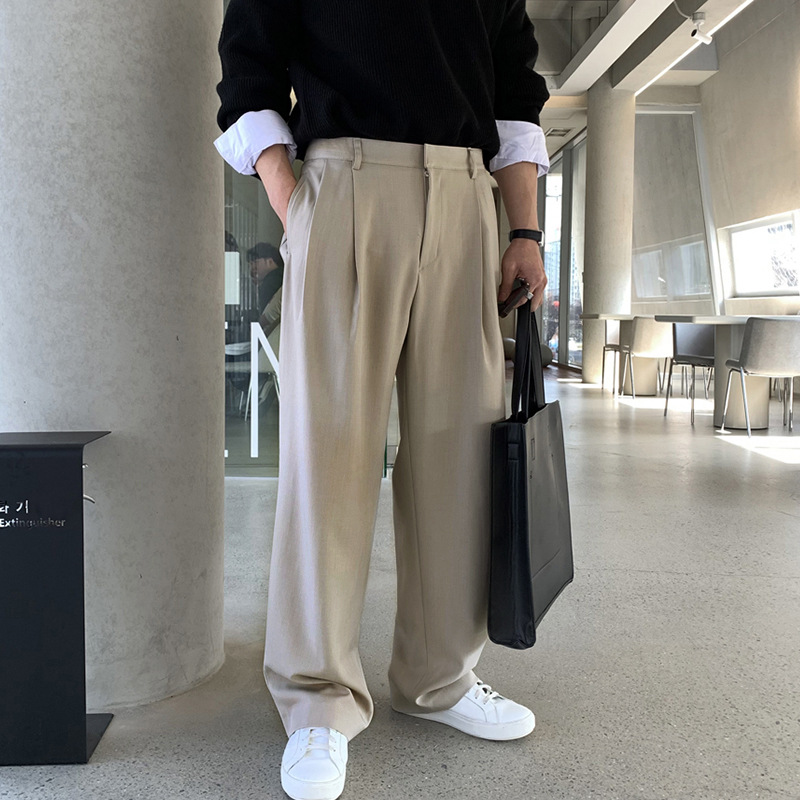 Asclo High Street Drape Men's Pants Spring Korean Style New Loose All-match Trousers High-grade Pleated Casual Pants