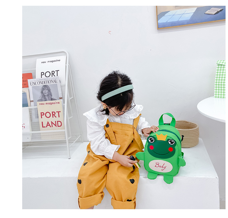 Kindergarten schoolbag for children, boys and girls, 1-3-5 years old, anti-wandering rope, cute frog, double-shoulder baby small backpack undefined
