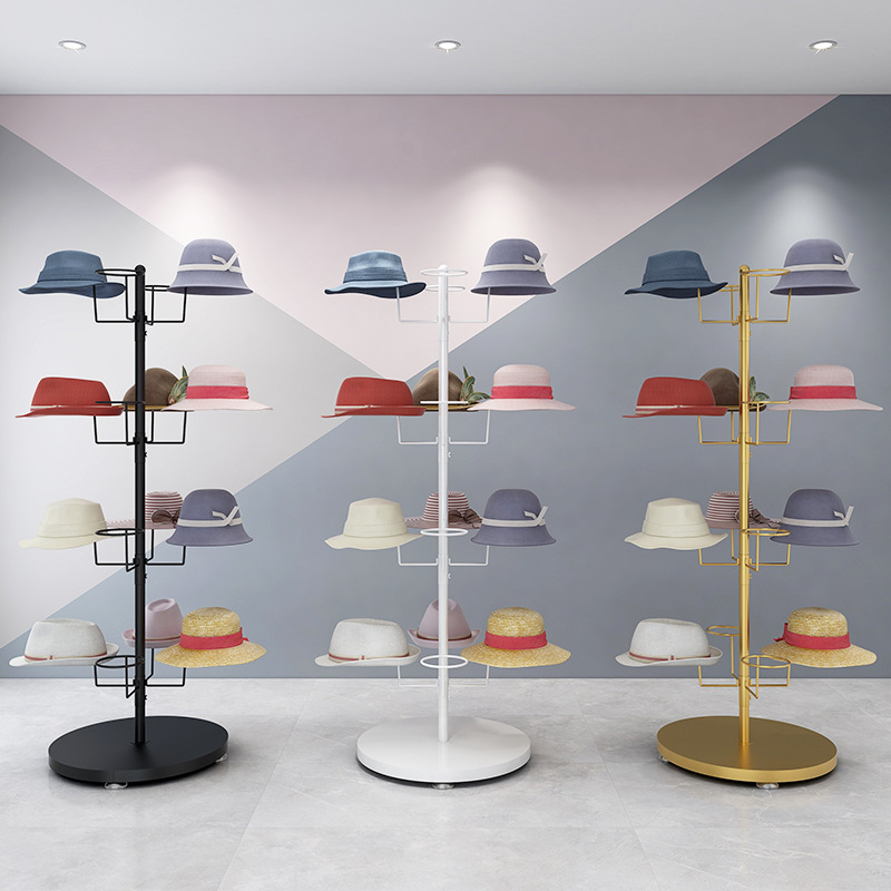 Helmet and hard hat display rack floor-to-ceiling workshop construction site hat holder rotating motorcycle home storage rack