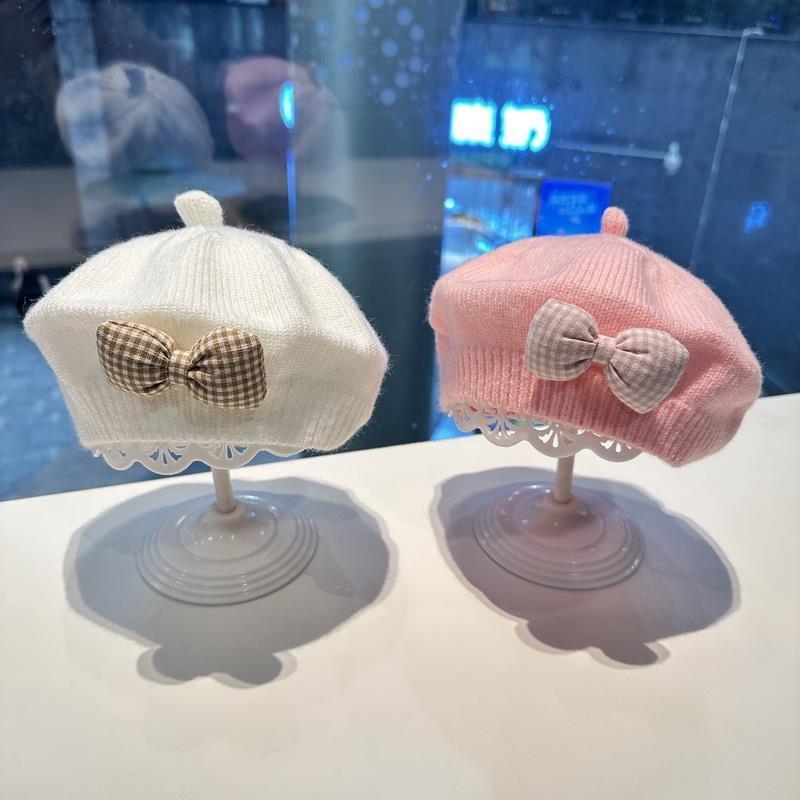 어린이 베레모  소녀 모자 가을과 겨울 한국 스타일  소녀 니트 울 화가 모자 트렌드