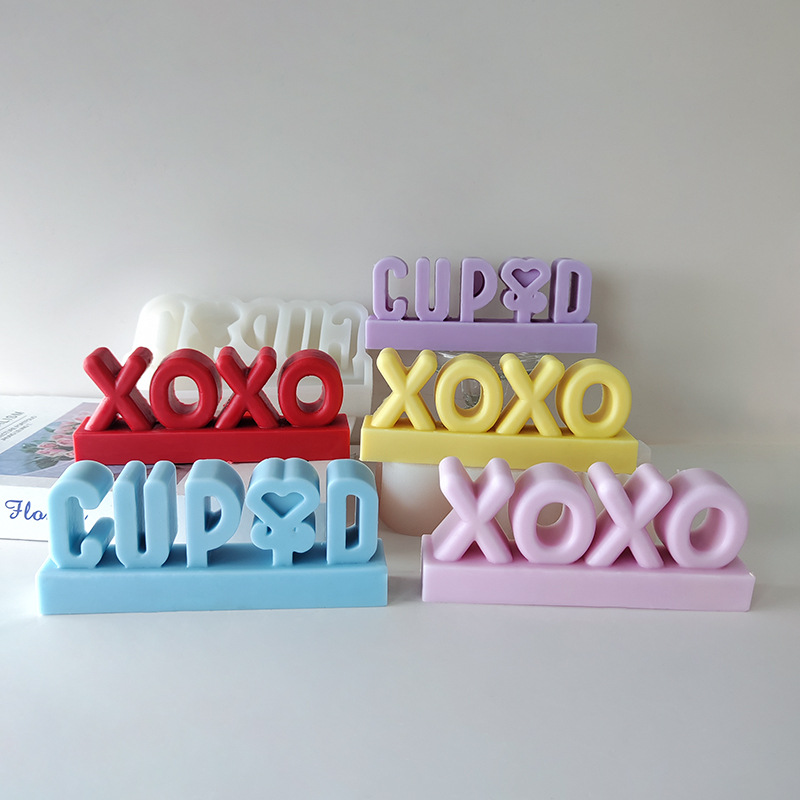 Jiahuimei transfronteriza nuevas letras inglesas aromaterapia vela molde de silicona bricolaje regalo de jabón hecho a mano del Día de San Valentín