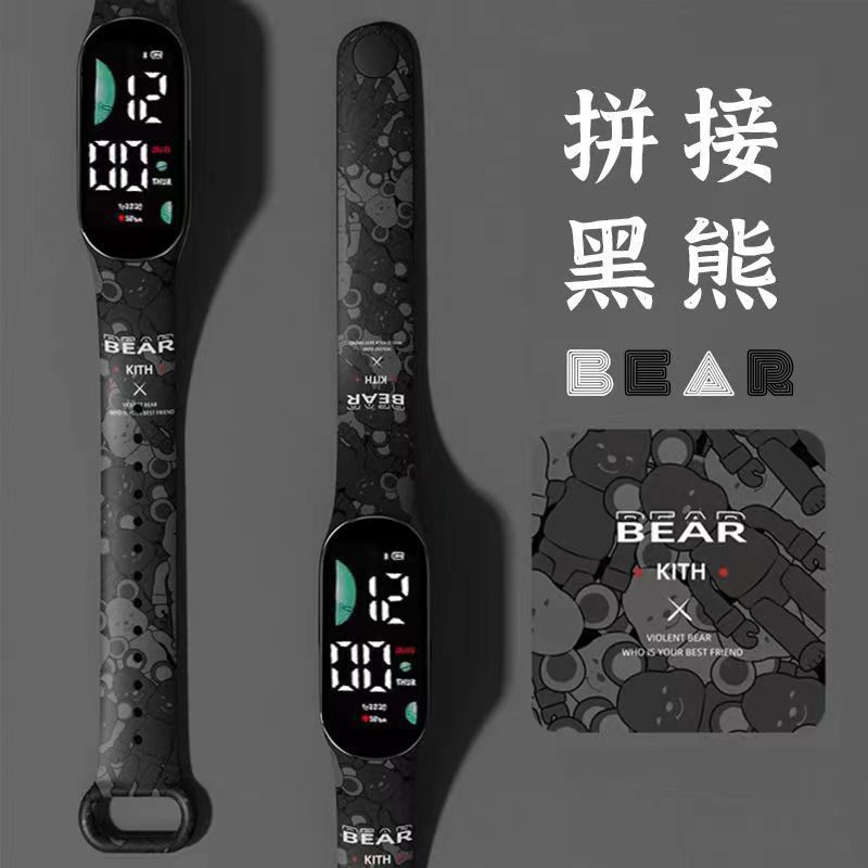 2024 explosión de chatarra oso de café M9 impresión pulsera relojes de pulsera niños estudiantes moda lindo reloj electrónico LED