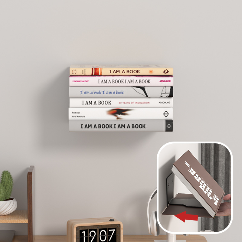 Personalidad transfronteriza escondida estante flotante de libros de pared de soporte de estante de libros de metal invisible estante de decoración de pared del hogar